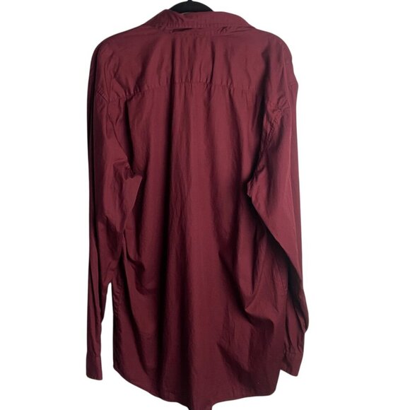 Carhartt Men's Size Large Tall Burgandy Red Button Down Shirt Long Sleeve Cotton - Picture 3 of 5